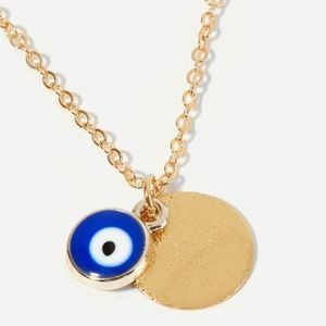 JOSIE Blue and Gold Evil Eye Pendant Necklace